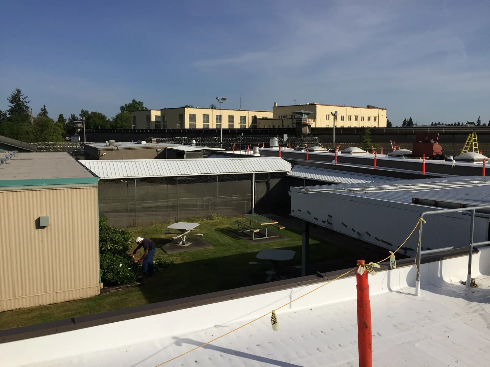 Oregon State Penitentiary campus in Salem — rooftop and perimeter view of the facility where NWBreeze performed commercial air duct cleaning